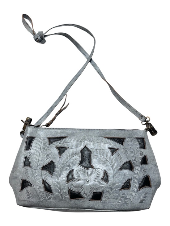 Handbags - Artisan Silver Tooled Leather Cutout Crossbody Bag Boho Western Festival